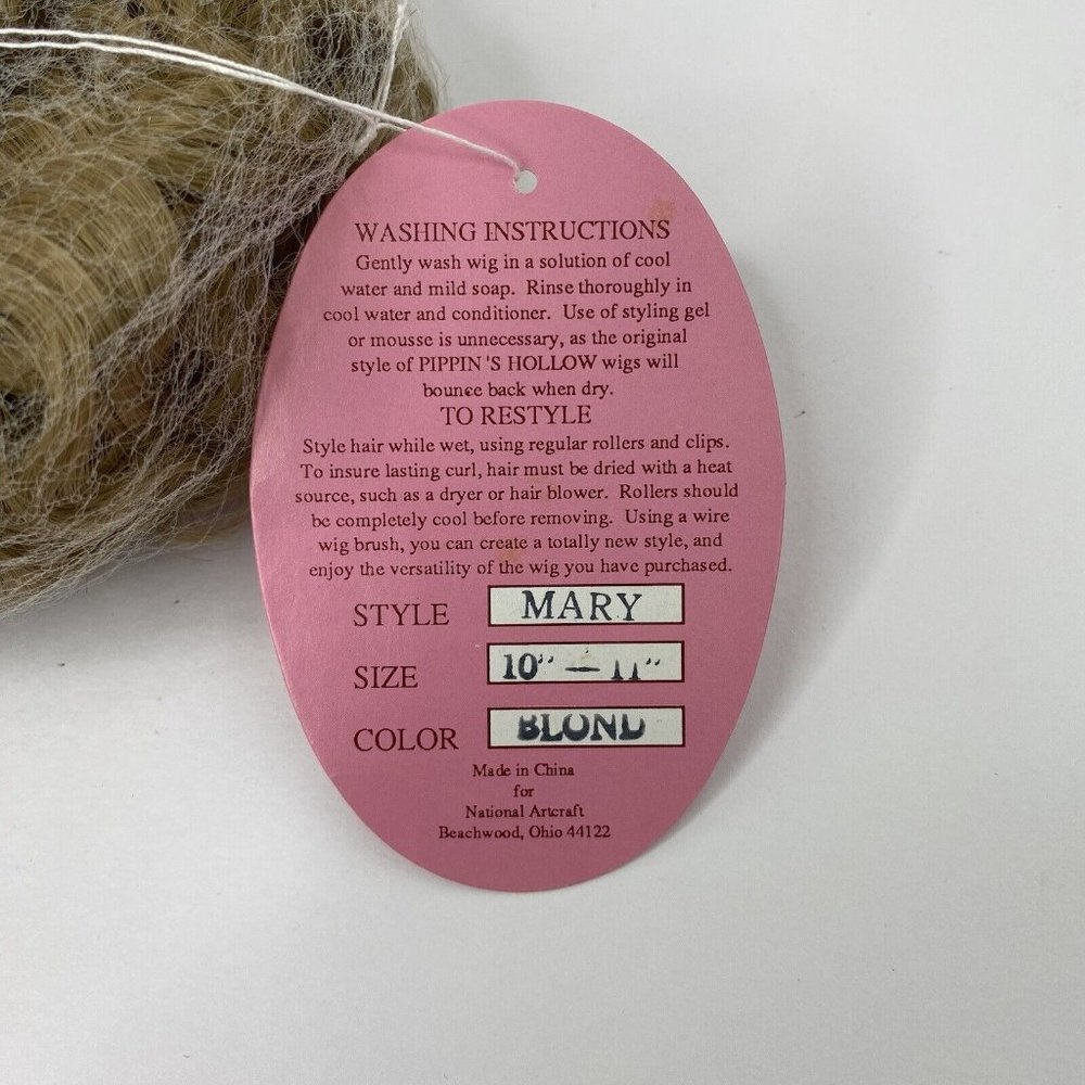 Pippins Hollow by National Art Craft Doll Wig Mary 10-11” Blonde Modacraylic NOS - Picture 6 of 12
